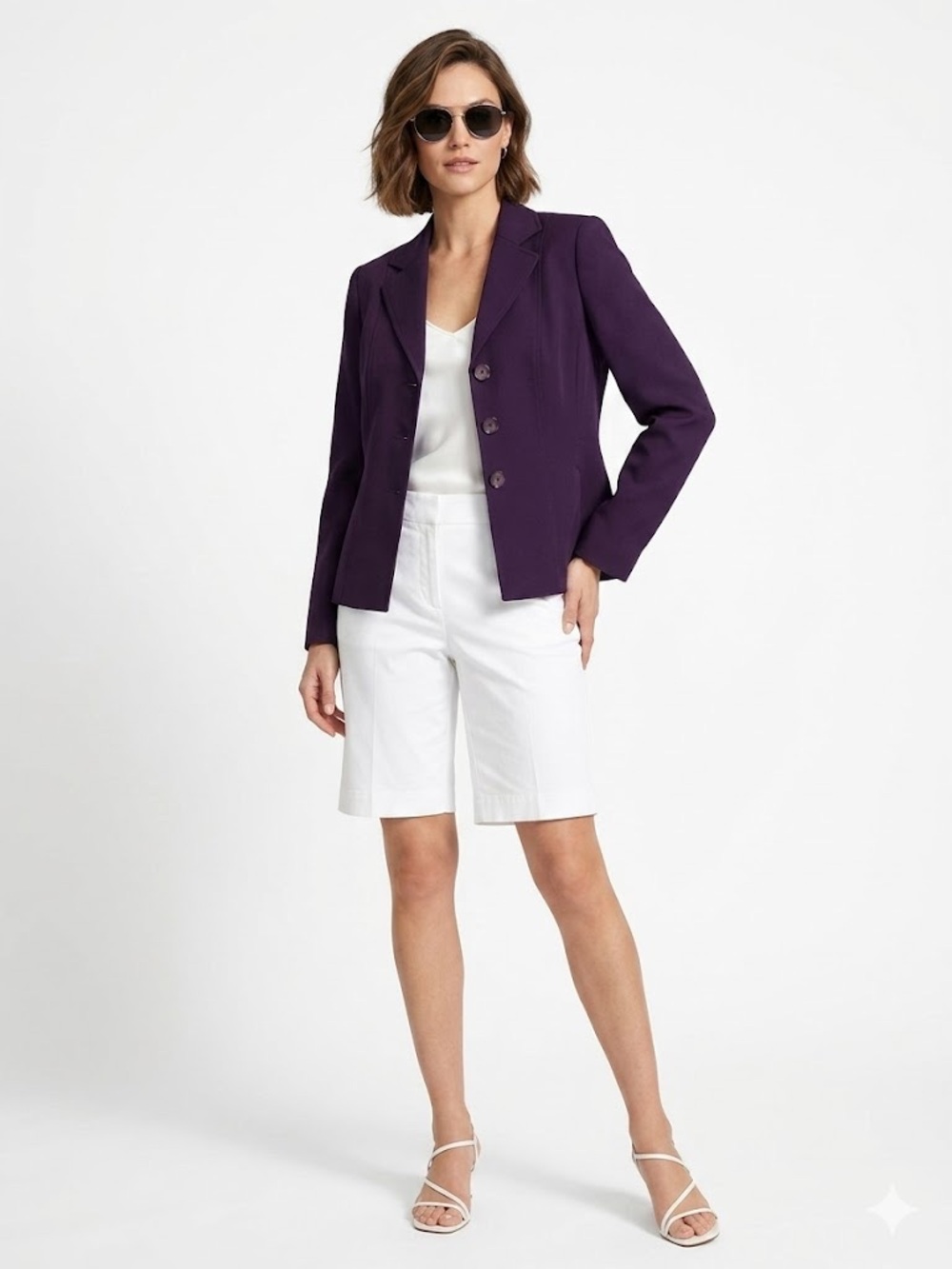 Evan Picone Deep Purple Tailored Single-Breasted Blazer